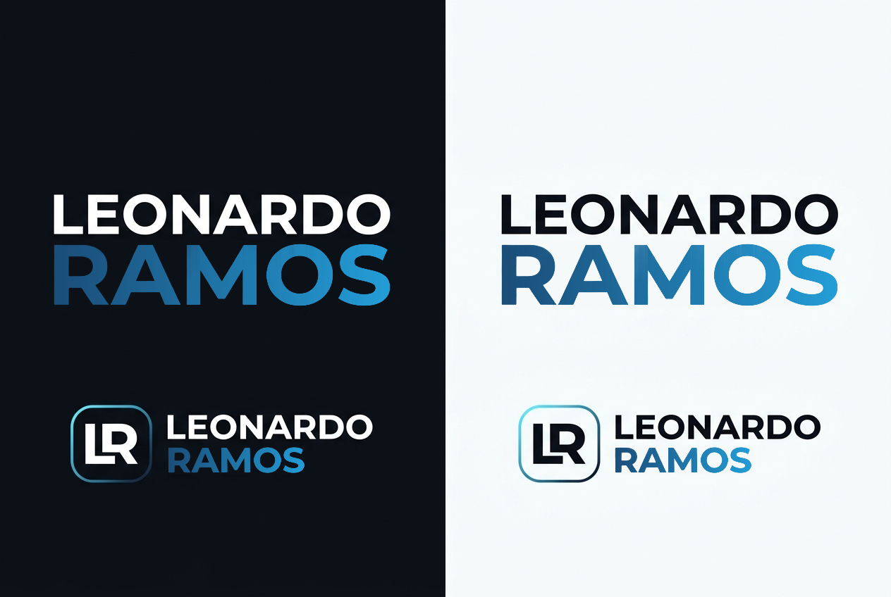 Prancha oficial consolidada da identidade visual Leonardo Ramos